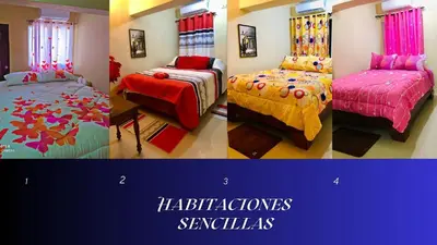 a collage of three pictures of a bedroom with beds at Doña Nida Family Hotel in Santa Cruz de Barahona