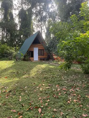 a small cabin in the middle of a field at Villas del lago resort in Colorado