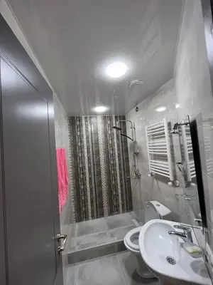 a bathroom with a shower and a toilet and a sink at Remanso de Paz in Pedernales