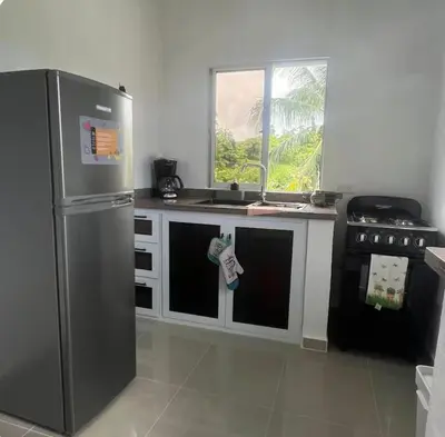 a kitchen with a stainless steel refrigerator and a sink at Apartamento Luna Llena in Colorado