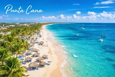 an aerial view of a beach in punta cana at Cana Rock Penthouse Golf Views & Infinity Pool in Punta Cana