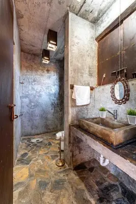 a bathroom with a sink and a mirror at House Cottage in Caribbean Mountains 2