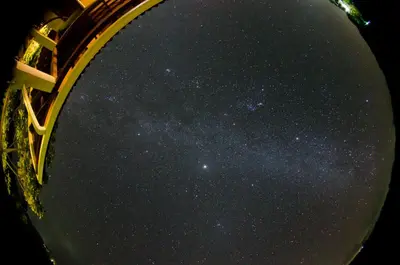 a view of the night sky from a building at Clave Verde Ecolodge in Las Terrenas