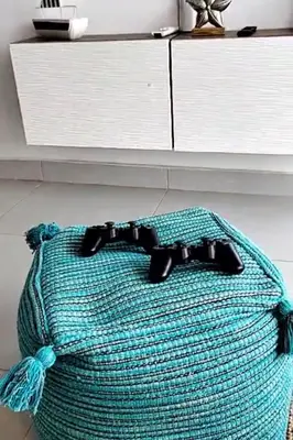 a crocheted bag with a pair of glasses on it at Apt in luxurious condominium near the beach in Juan Dolio