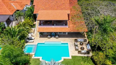 an aerial view of a house with a swimming pool at Villa Polo Luxury Villa in Casa de Campo, La Romana in La Romana