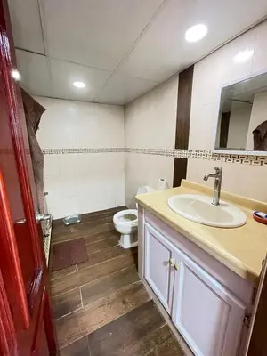 a bathroom with a toilet and a sink at comfortable apartment in La Puntica de Juan Dolio