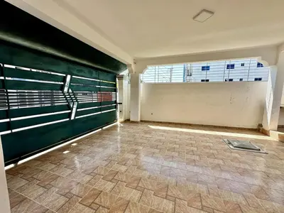 an empty room with a large window and a tiled floor at Casa Elegante in Colorado