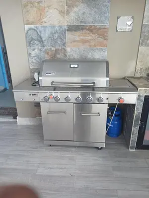 a stainless steel grill in a kitchen with a counter at Elegant Downtown Stay Santo Domingo in Santo Domingo