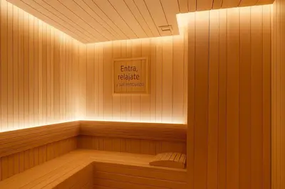 a sauna with a sign that reads elite refuge at Upscale City Center Condo, Pool, Gym in Santo Domingo