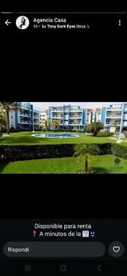 a screenshot of a picture of a park with buildings at Eden Caribe Punta Vana in Punta Cana