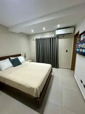 a bedroom with a large bed and a television at Moderno 1 Habitación Cerca Avenida Churchill in Santo Domingo
