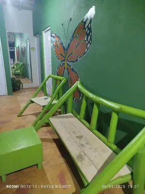 a room with a butterfly on the wall at Parador tropical Raysa in Las Galeras