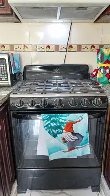 an oven with a towel on the front of it at Garden Mar in Bonao