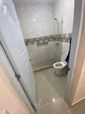 a bathroom with a shower and a toilet at Casa amarilla in Cumayasa Kilómetros 4 1/2
