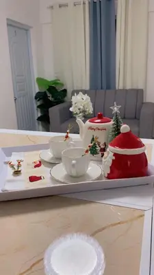 a tray with christmas decorations on a table at Hotel a 500 de la playa in Pedernales