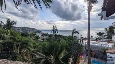 a view of the ocean from a building at Ecolodge Vistamar in Los Patos