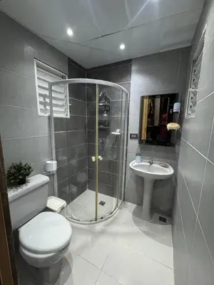 a bathroom with a shower and a toilet and a sink at Mi casita de Campo en Bayaguana in Bayaguana