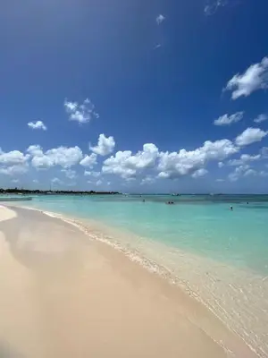 a view of a beach with people in the water at Apartamento Vacacional Coral Azul - SBH in Bayahibe