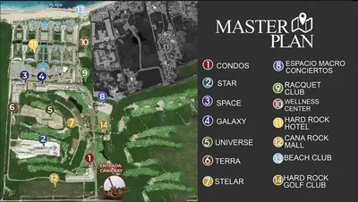 a map of the master plan of a mansion at Aqua Poolside Serenity Pool & Golf 2B Cana Bay in Punta Cana