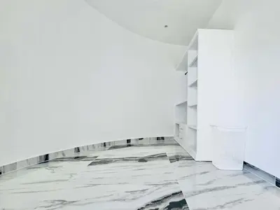 an empty room with white walls and marble floors at Villa Las Terrenas Cosón minutes Pool and AC in Las Terrenas