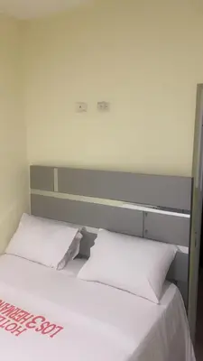 a bed with two white pillows in a room at Hotel 3 Hnos in Comendador