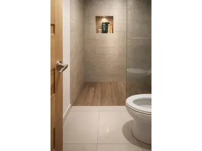 a bathroom with a toilet and a shower at Apartement cosy et lumineux in Cuevas