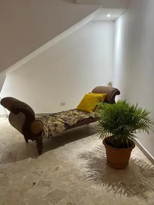 a couch with a yellow pillow and a plant in a room at Villa Aurora Samaná in Santa Bárbara de Samaná