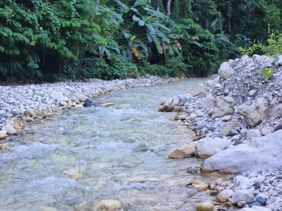 a river with rocks and trees in the background at 2 Bdrm 1 Bath Near River and Beach, 3L, Paraiso, Barahona in Paraíso