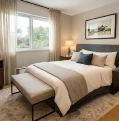 a bedroom with a large bed and a window at Villa bello 01 in Santo Domingo