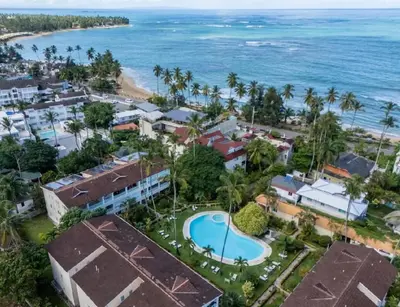 an aerial view of a resort and the ocean at Cultrera 1 in Las Terrenas