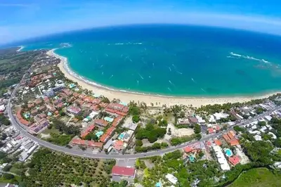 an aerial view of a beach and the ocean at Villa Dawn, Bahia de Arena in Cabarete