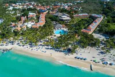 an aerial view of the resort and the beach at Viva Dominicus Palace by Wyndham, A Trademark All Inclusive in Bayahibe