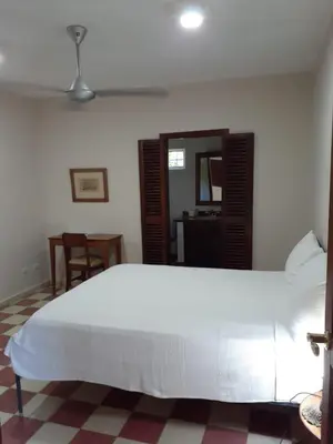 a bedroom with a large white bed in a room at Villa Carolina Bed and Breakfast in San Felipe de Puerto Plata