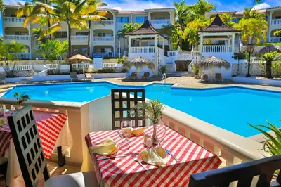 a view of the pool at the resort at Lifestyle Crown Residence Suites in San Felipe de Puerto Plata