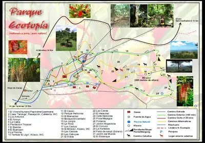 a map of the province of ecotopia at Ecotopía Park in El Hoyo del Cacao