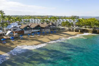 an aerial view of the beach at a resort at Casa Marina Sosua, Trademark by Wyndham All Inclusive in Sosúa