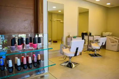 a salon with a lot of bottles of lipstick at Vista Sol Punta Cana Beach Resort & Spa - All Inclusive in Punta Cana