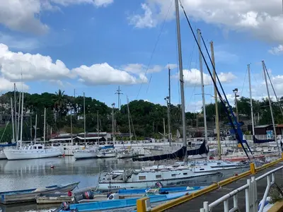 a bunch of boats docked in a harbor at Mirador Colonial, en el Residencial Riviera Colonial in Santo Domingo