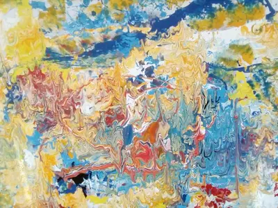 a painting of a painting of flowers at La Aldea in Santo Domingo