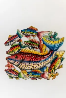 a group of drawings of fish on a white background at Villa Cuatro Peces in Las Galeras