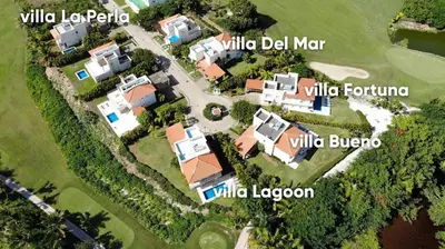 arial view of a villa with the names of the houses at Luxury Villa Iberosta Del Mar - 4BDR, Private Beach, Pool & Jacuzzi in Punta Cana