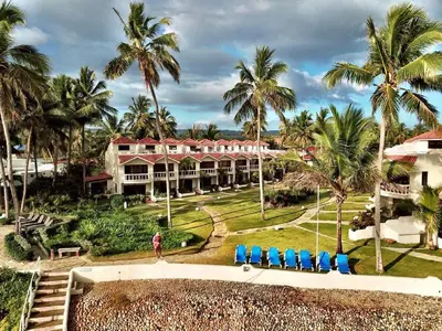 an aerial view of a resort with palm trees at Nanny Estates Cabarete kiters Condo C-6 in Cabarete
