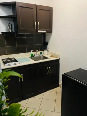 a kitchen with a sink and a stove in it at Ocean Breeze Studios in Santo Domingo