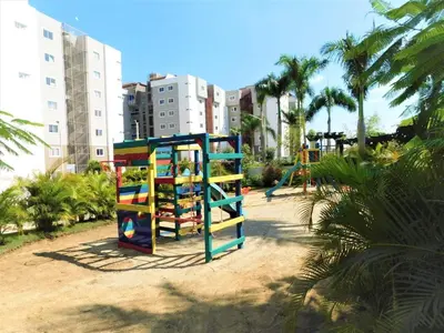 a playground with a colorful structure in a park at Verano 2019 in Santiago de los Caballeros