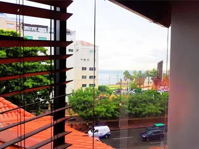 a view from a window of a parking lot at Malecon Cozy - Premium Plus 19 in Santo Domingo