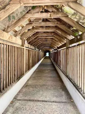 an old wooden bridge with a long walkway at Blue Boat Lindo Apartamento en Playa Juan Dolio in Juan Pedro