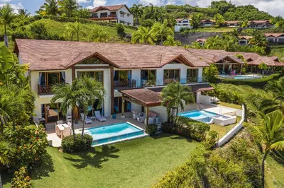 an aerial view of a house with a swimming pool at The Greatest 3BR Villa at Puerto Bahia in Los Grini