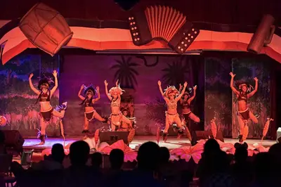 a group of performers on a stage with a crowd at Iberostar Waves Punta Cana - All Inclusive in Punta Cana