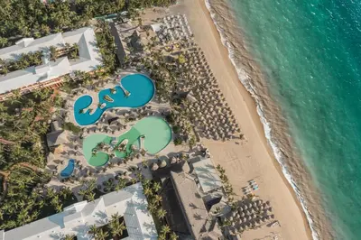 an aerial view of the beach and the ocean at Iberostar Waves Dominicana - All Inclusive in Punta Cana