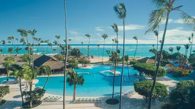 an aerial view of the resort with the ocean in the background at Iberostar Selection Bavaro Suites - All Inclusive in Punta Cana